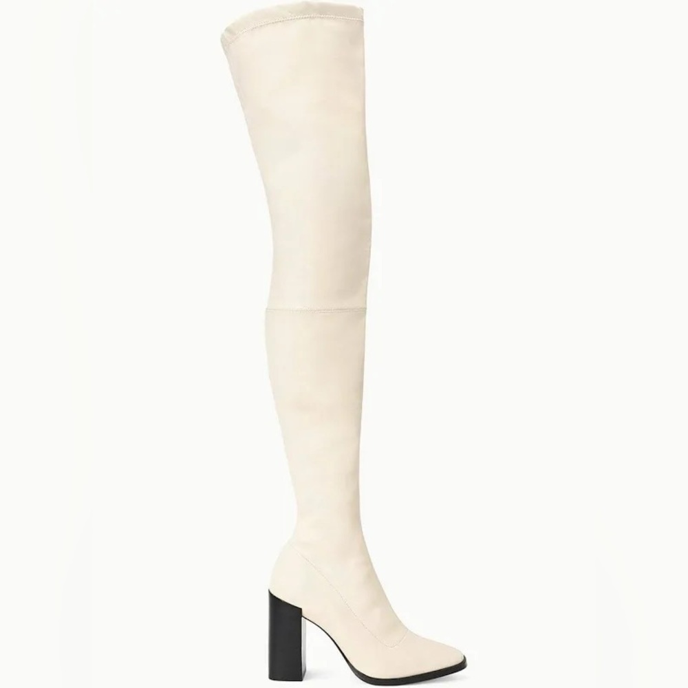 STAUD PAZ OVER THE KNEE BOOTS 37 NWT CREAM WHITE THIGH HIGH LEATHER